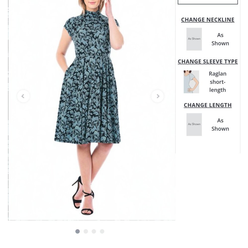 Button Mock Neck Floral Cotton Knit Dress